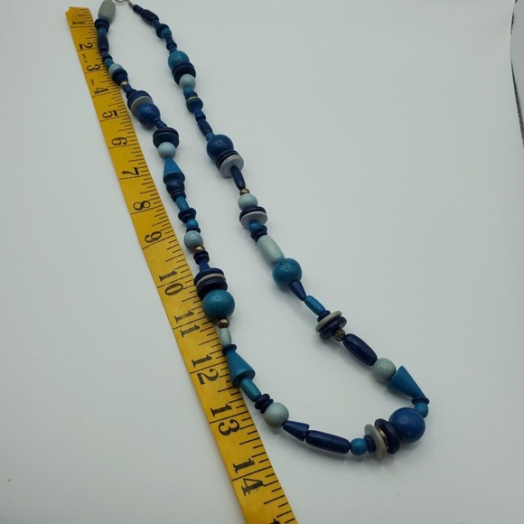 Handmade Women Wood Beaded Necklace Festival Strand Statement Boho Artisan - Picture 5 of 6